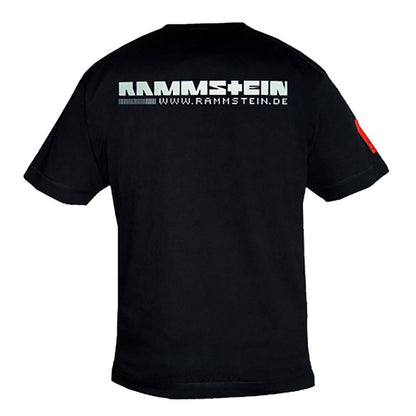 Rammstein Herren T-Shirt Logo Offizielles Band Merchandise Fan Shirt schwarz mit mehrfarbigem Front und Seiten Print (M, Schwarz)