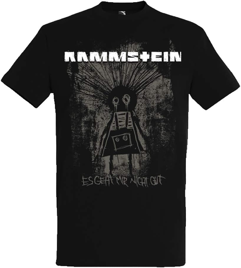 Rammstein Herren T-Shirt Dam Dam Offizielles Band Merchandise Fan Shirt schwarz mit mehrfarbigem Front Print (L)