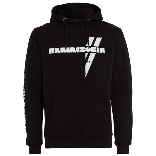 Rammstein Herren Kapuzenpullover Weisses Kreuz Offizielles Band Merchandise Fan Hoodie schwarz mit mehrfarbigem Front und Back Print (3XL)