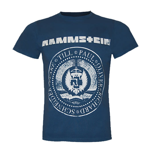 Rammstein Herren T-Shirt EST. 1994", Offizielles Band Merchandise Fan Shirt Navy mit weißem Front Print (L)