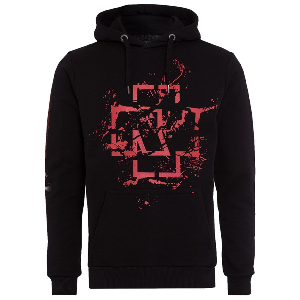 Rammstein Herren Kapuzenpullover MHB Spray Logo Offizielles Band Merchandise Fan Hoodie schwarz mit mehrfarbigem Front und Back Print (3XL, Schwarz)