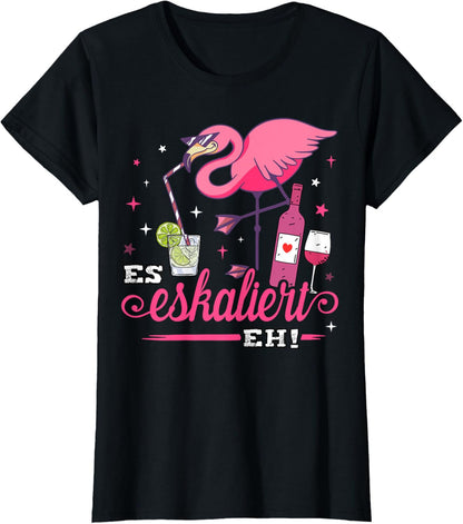 Es eskaliert eh Flamingo Kostüm Malle Party Outfit Frau JGA T-Shirt
