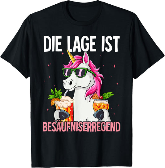 Lustige Party Gadgets Die Lage Ist Besäufniserregend mit Einhorn T-Shirt Textilien 19.99 € WORKSWEAR.DE