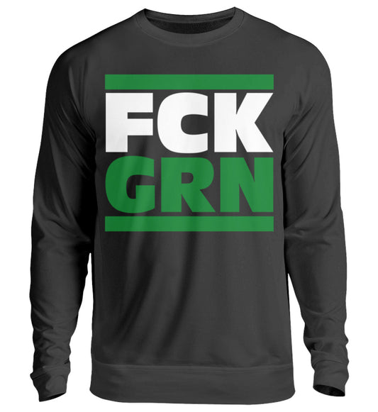 Lustige Pullover, FCK GRN - Pullover, 39.95 €, Unisex Sweatshirt, Farbe: Deep Black, WORKSWEAR.DE