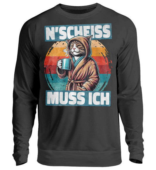 Lustige Pullover, N' SCHEISS MUSS ICH II - Pullover, 39.95 €, Unisex Sweatshirt, Farbe: Deep Black, WORKSWEAR.DE