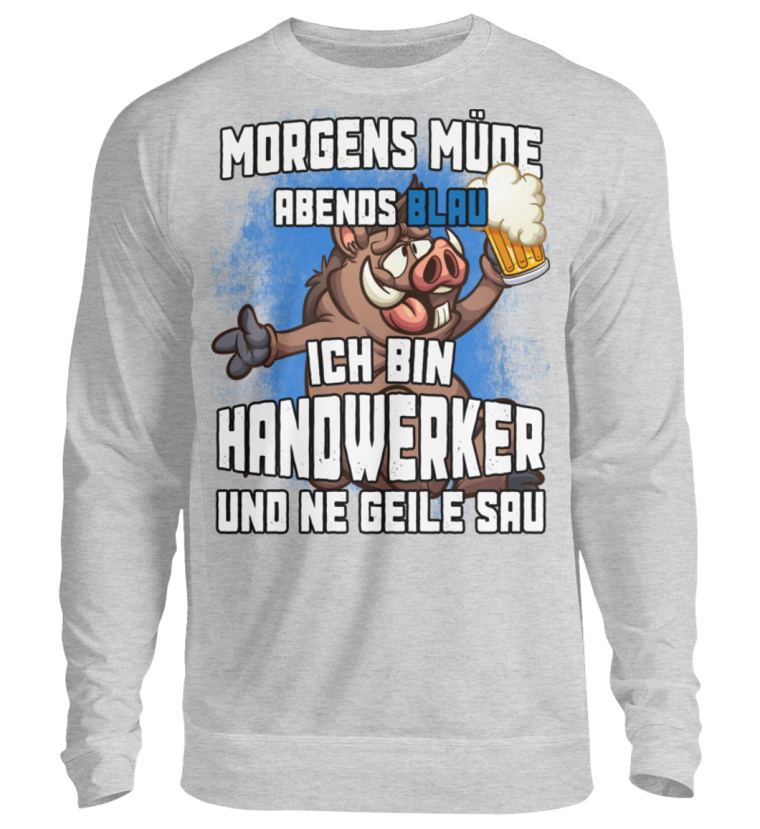 Lustige Pullover, MORGENS MÜDE - Pullover, 39.95 €, Unisex Sweatshirt, Farbe: Heather Grey, WORKSWEAR.DE