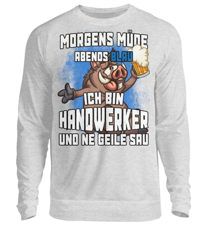 Lustige Pullover, MORGENS MÜDE - Pullover, 39.95 €, Unisex Sweatshirt, Farbe: Heather Grey, WORKSWEAR.DE