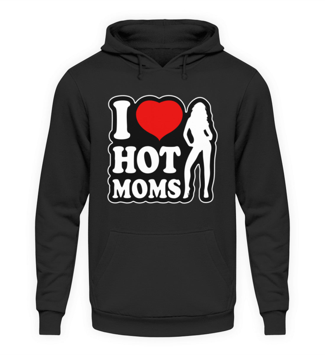 Cooler Hoodie I LOVE HOT MOMS / schwarz