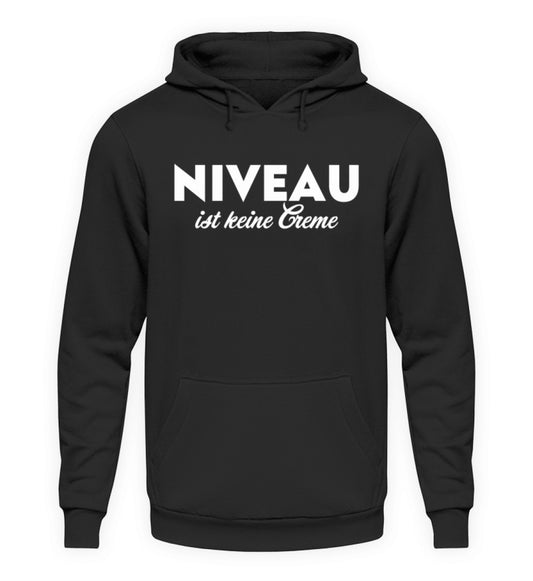 Coole Hoodies, NIVEAU - Fun Hoodie, 40.00 €, Unisex Hoodie, Farbe: Deep Black, WORKSWEAR.DE