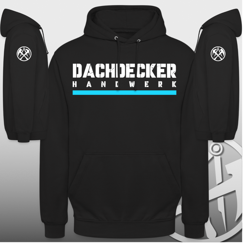Dachdecker Handwerker Hoodie mit Brust + Ärmeldruck Workswear.de