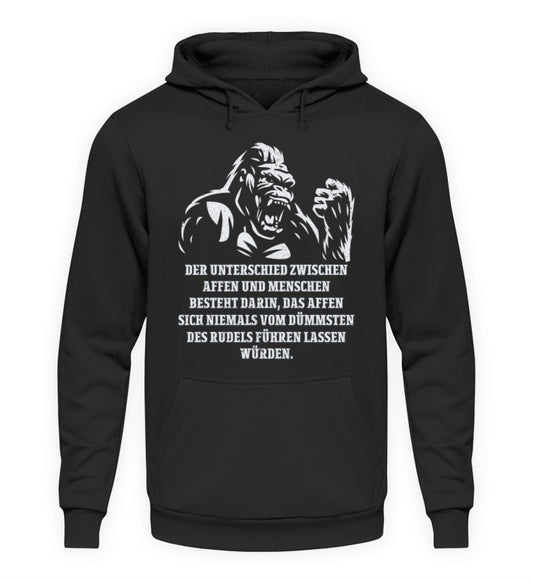 Lustiger Fun Hoodie der Unterschied zwischen Affen & Menschen workswear.de