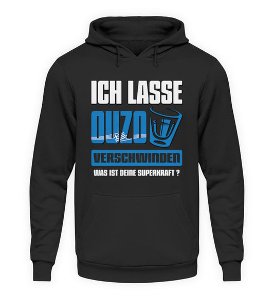 Coole Hoodies, Ouzo - Fun Hoodie, 40.00 €, Unisex Hoodie, Farbe: Deep Black, WORKSWEAR.DE