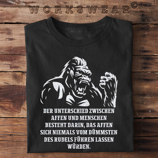 Witzige Herren T-Shirts, Affen & Menschen - Herren Fun T-Shirt 20.00 € Farbe: Black WORKSWEAR.DE