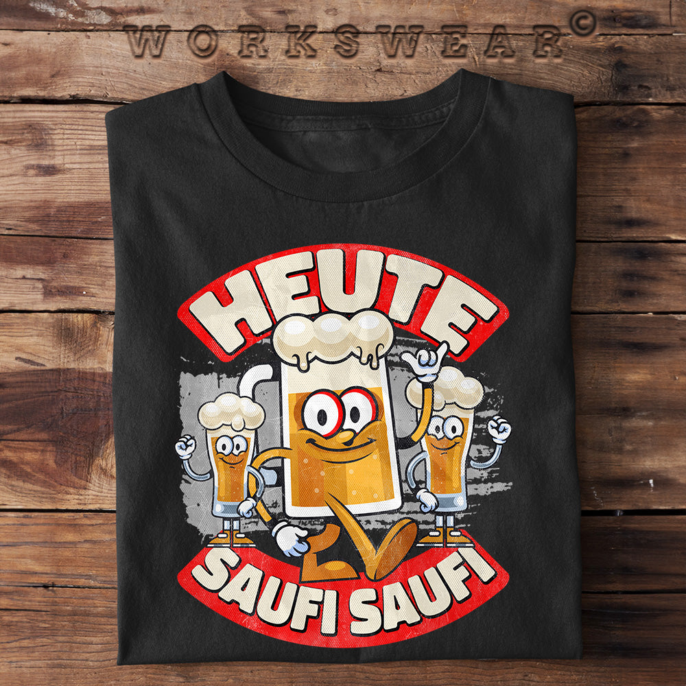 Lustiges Bier T-Shirt heute Saufi Saufi ideal für Party & Vatertag, workswear.de