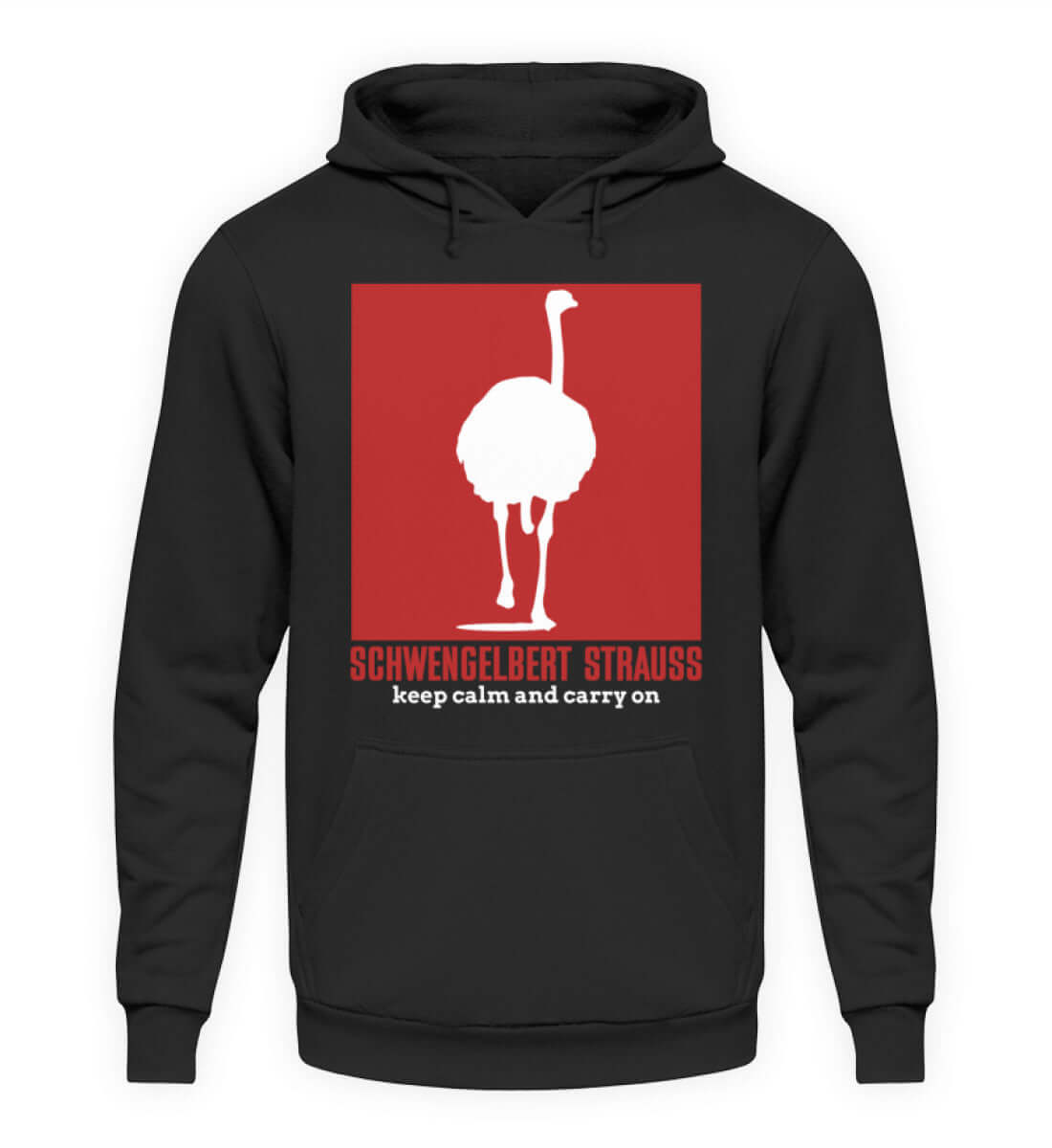 Coole Hoodies, Schwengelbert Strauss - Fun Hoodie, 40.00 €, Unisex Hoodie, Farbe: Deep Black, WORKSWEAR.DE