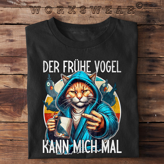 Witzige Herren T-Shirts, Der frühe Vogel - Fun T-Shirt 20.00 € Farbe: Black WORKSWEAR.DE