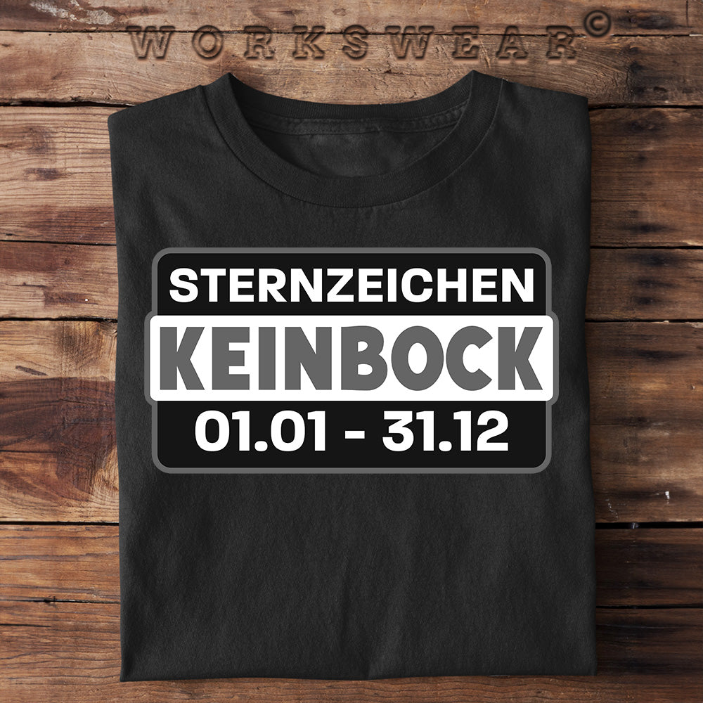 Herren Fun T-Shirt Sternzeichen kein Bock, schwarz