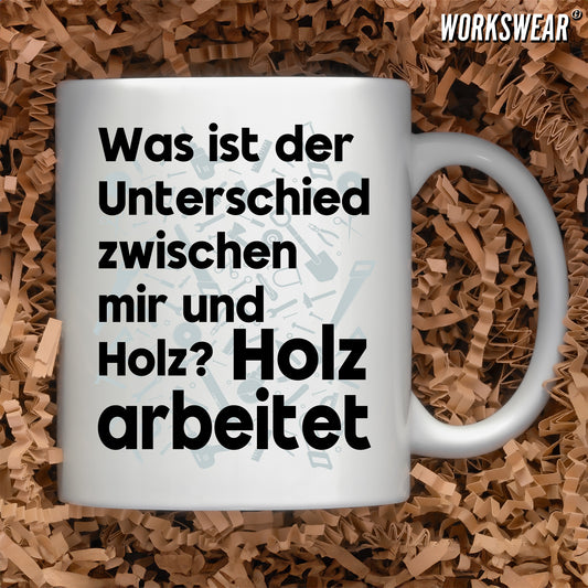 Handwerker Geschenkidee, Kaffeebecher Holz arbeitet workswear.de