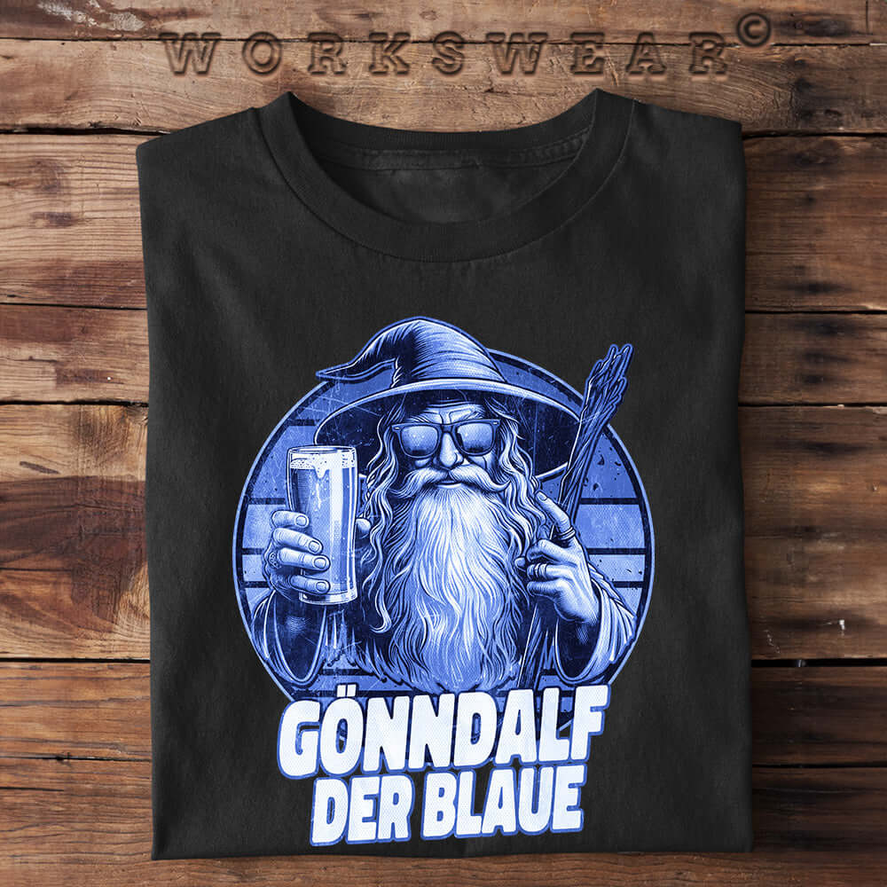 Witzige Herren T-Shirts, GÖNNDALF DER BLAUE - Herren Funshirt 20.00 € Farbe: Black WORKSWEAR.DE