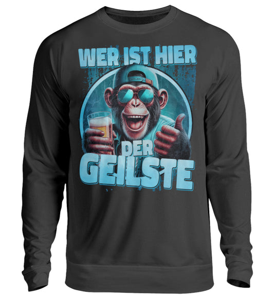 Lustige Pullover, Wer ist hier der Geilste - Pullover, 39.95 €, Unisex Sweatshirt, Farbe: Deep Black, WORKSWEAR.DE