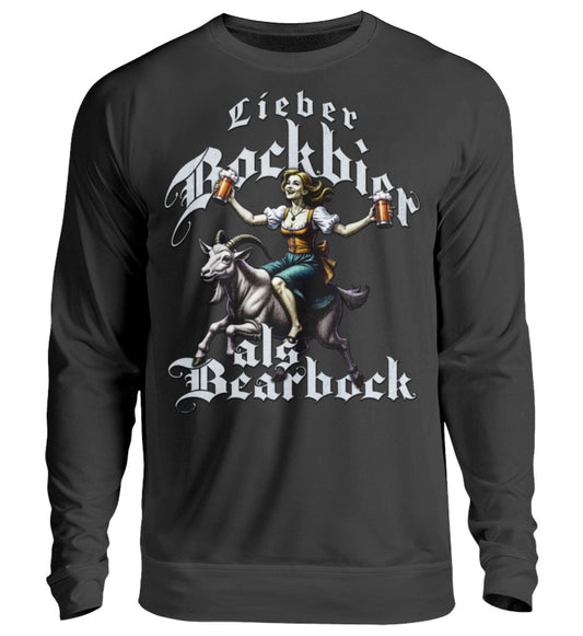 Lustige Pullover, Lieber Bockbier - Pullover, 39.95 €, Unisex Sweatshirt, Farbe: Deep Black, WORKSWEAR.DE