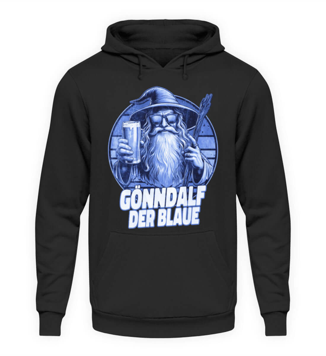 Coole Hoodies, GÖNNDALF DER BLAUE - Hoodie, 40.00 €, Unisex Hoodie, Farbe: Deep Black, WORKSWEAR.DE