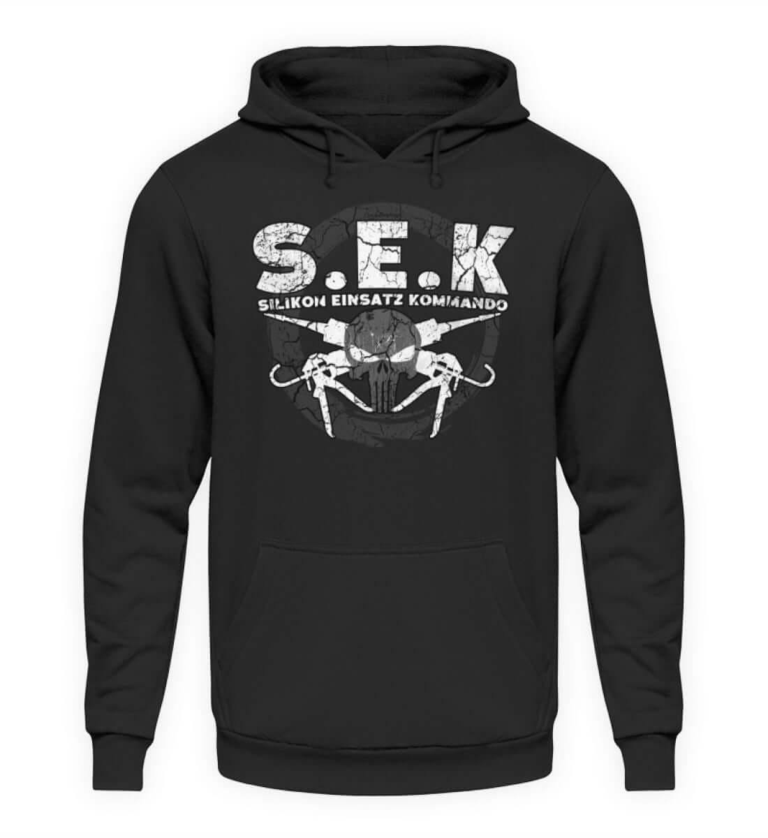 Coole Hoodies, S.E.K / Silikon - Hoodie, 40.00 €, Unisex Hoodie, Farbe: Deep Black, WORKSWEAR.DE