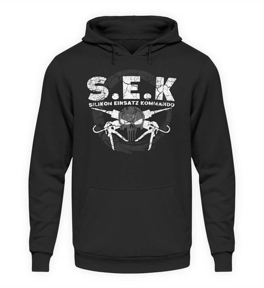 Coole Hoodies, S.E.K / Silikon - Hoodie, 40.00 €, Unisex Hoodie, Farbe: Deep Black, WORKSWEAR.DE