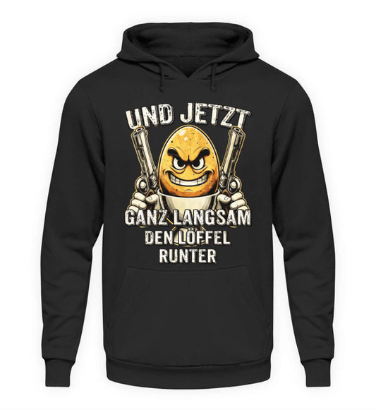 Coole Hoodies, Löffel runter - Hoodie, 40.00 €, Unisex Hoodie, Farbe: Deep Black, WORKSWEAR.DE