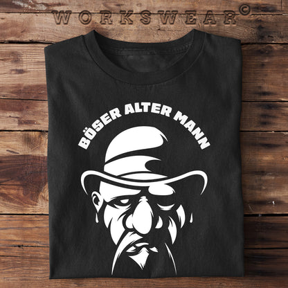 Funshirt Geschenkidee für Handwerker, Heimwerker, lustiges T-Shirt mit dem Spruch "Böser alter Mann". Workswear.de