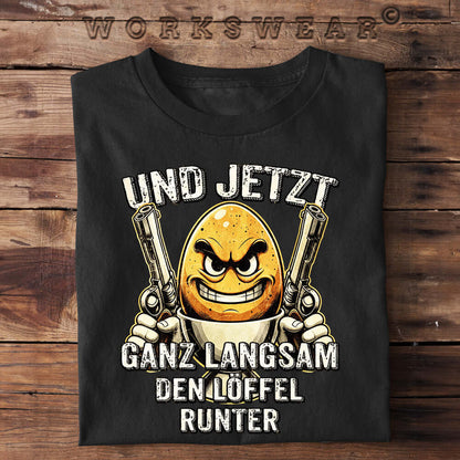 Witzige Herren T-Shirts, Löffel runter - Herren Funshirt 20.00 € Farbe: Black WORKSWEAR.DE