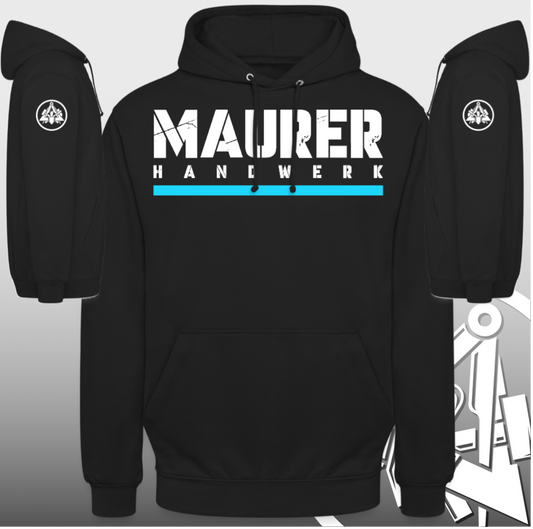 Maurer Handwerk Premium Hoodie schwarz Brust + Rückendruck