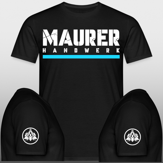 Maurer Handwerker T-Shirt schwarz Brust + Ärmeldruck