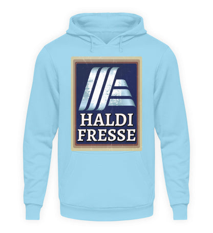 Coole Hoodies, Haldi Fresse - Fun Hoodie, 40.00 €, Unisex Hoodie, Farbe: Sky Blue, WORKSWEAR.DE