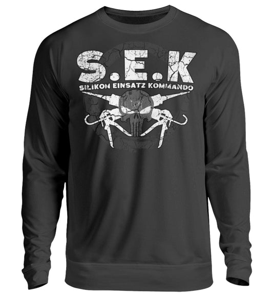 Lustige Pullover, S.E.K Silikon - Pullover, 39.95 €, Unisex Sweatshirt, Farbe: Deep Black, WORKSWEAR.DE