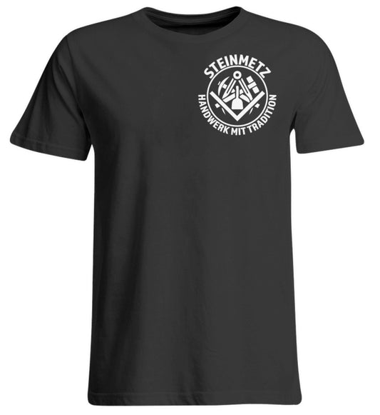 Steinmetzt Handwerker T-Shirt Brust Rückendruck Zunftzeichen / Deep Black workswear.de