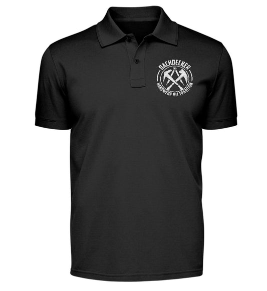 Dachdecker Poloshirt bestickt mit Zunftwappen / schwarz / workswear.de 