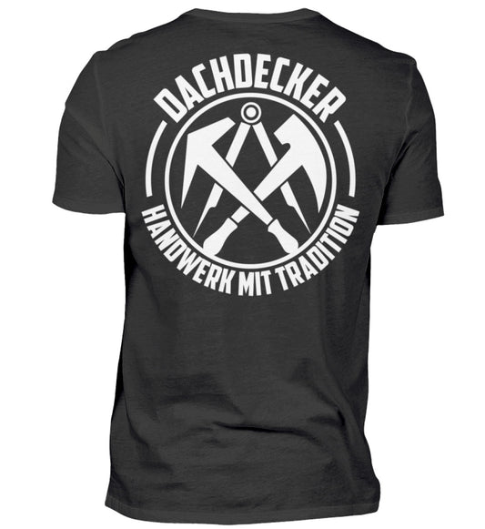 Dachdecker T-Shirt in Schwarz mit Brust und Rückendruck workswear.de